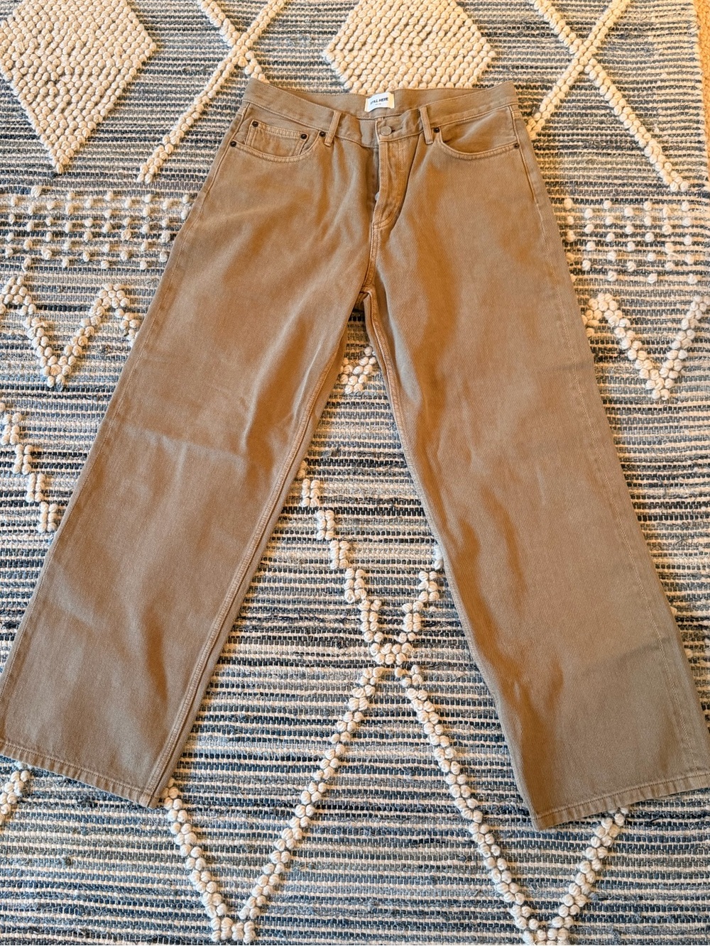 Classic Cropped Straight-Leg Jeans in a camel shade